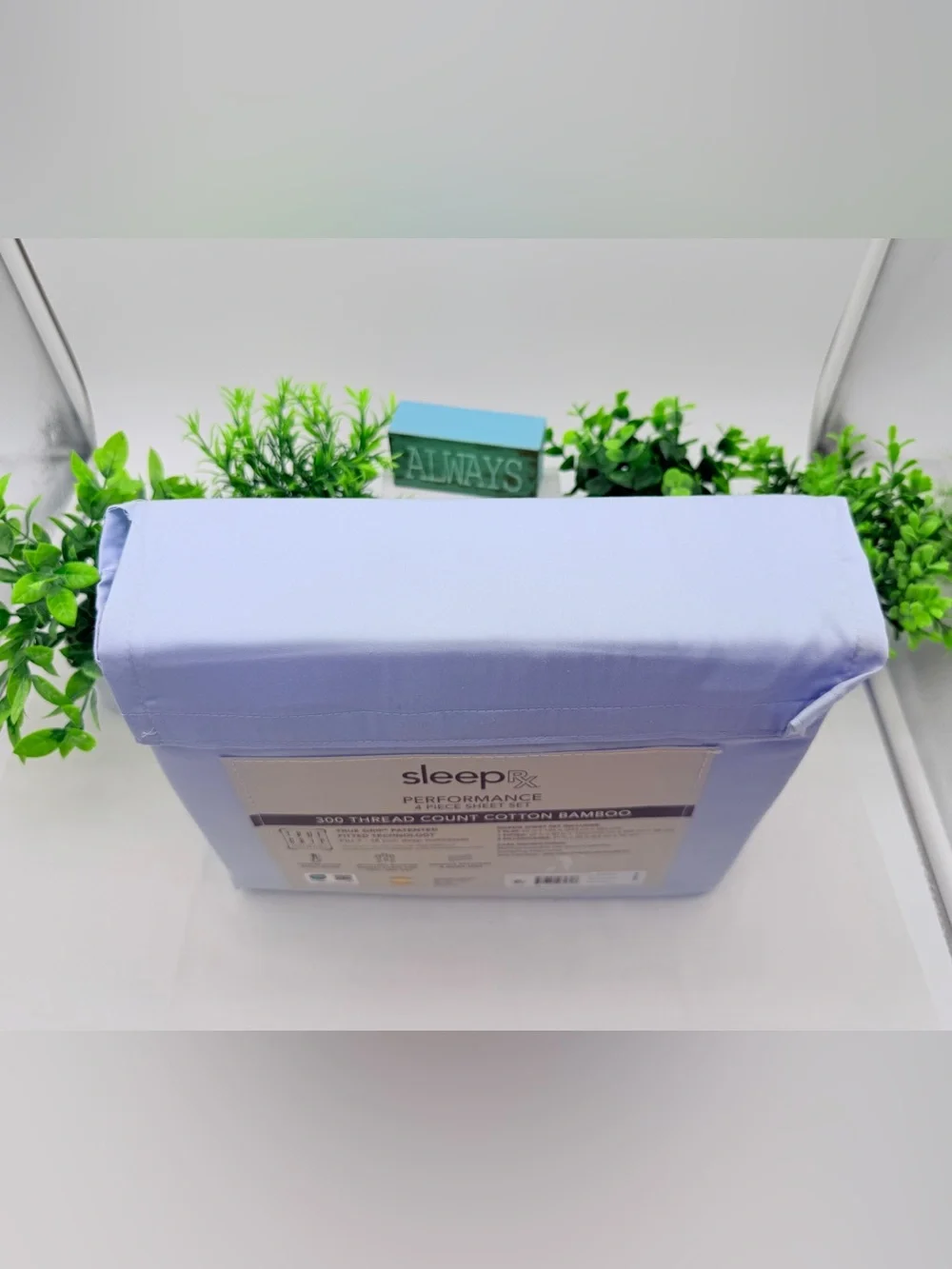 Sleep RX 300 Thread Count 4-pc Queen Sheet Set from Macys, Light Blue